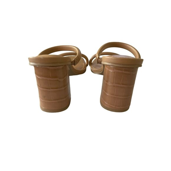 Anthropologie DV Dolce Vita Halsey Strappy Slip On Sandals Block Heels 7.5 Tan - Picture 4 of 7